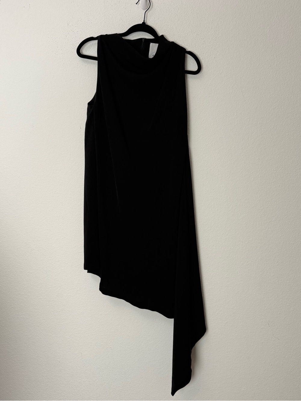 Acler Black Asymmetrical Draped Midi Dress US 2 Sleeveless Modern Minimalist